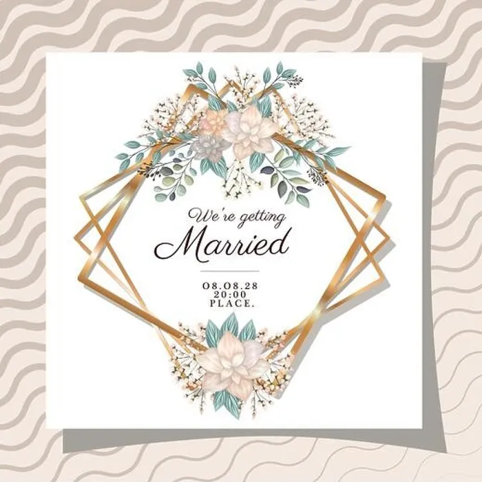 Framed Print : we are getting married text in gold frame with flowers and leaves design, Wedding invitation save the date and engagement theme Vector illustration Framed Print : we are getting married text in gold frame with flowers and leaves design, Wedding invitation save the date and engagement theme Vector illustration