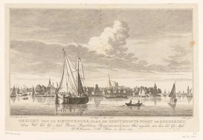 Framed Print : Gezicht op Dordrecht Gezicht van de Rietdyksche naar de Groothoofts Poort te Dordrecht (titel op object) View of Dordrecht