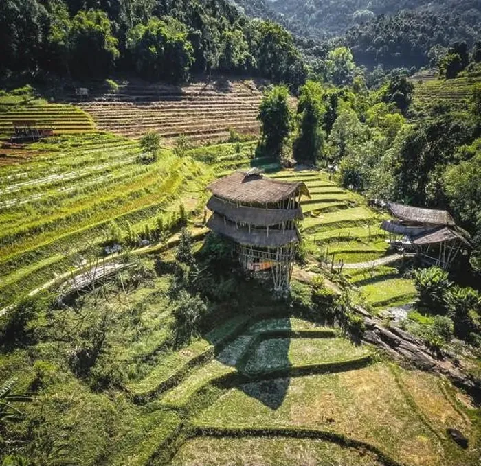 Framed Print : Giant Bamboo Hut in Doi Inthanon national park in Chiang Mai, Thailand