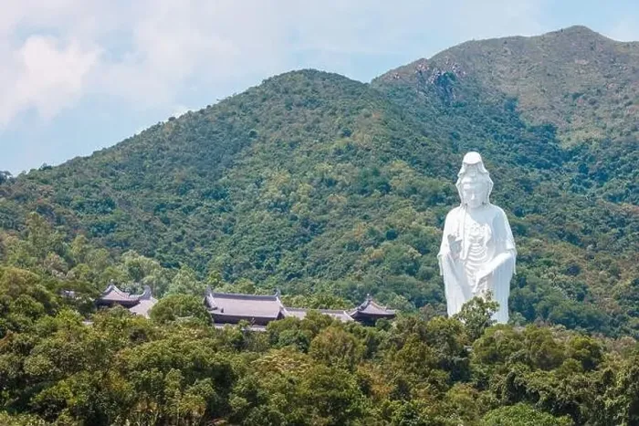 Framed Print : Giant Guanyin, Goddess Statue in countryside landscape of Tai Po, Hong Kong, daytime, clear day Framed Print : Giant Guanyin, Goddess Statue in countryside landscape of Tai Po, Hong Kong, daytime, clear day