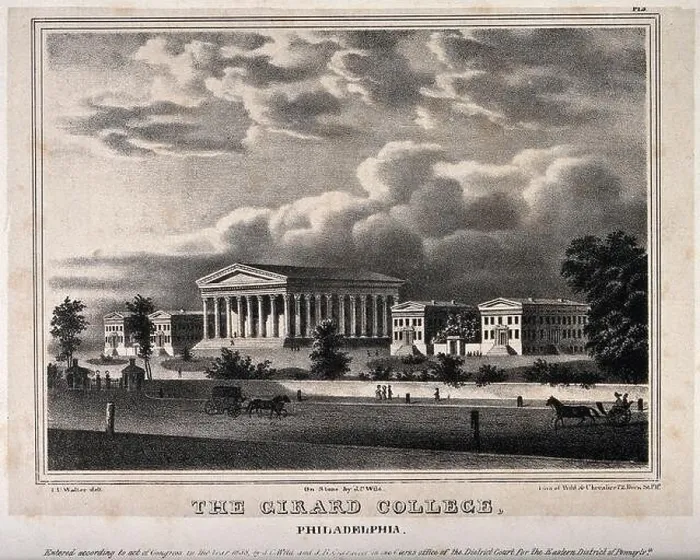 Framed Print : Girard College, Philadelphia. Lithograph by J.C. Wild, 1838, after T.U. Walter Framed Print : Girard College, Philadelphia. Lithograph by J.C. Wild, 1838, after T.U. Walter