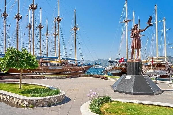 Girl with Doves Statue, Marmaris marina, Turkey