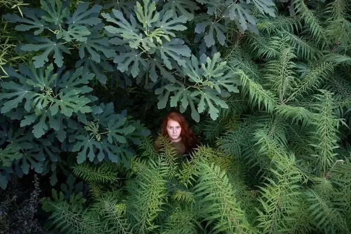Framed Print : Girl standing amidst plants in nature Framed Print : Girl standing amidst plants in nature