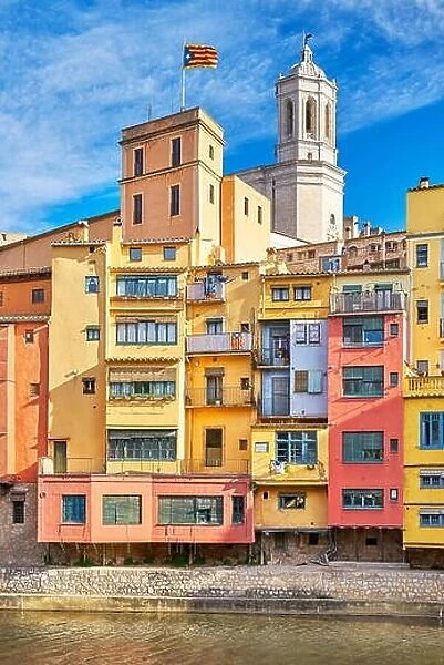 Girona, colorful houses on the old town, Catalonia, Spain