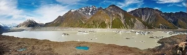 Glacier lake in Southern Alps, New Zealand