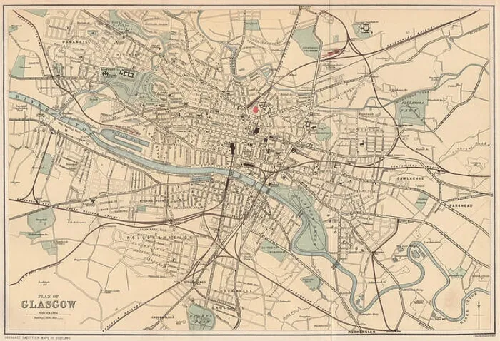 Framed Print : GLASGOW: Antique town plan. Scotland. BARTHOLOMEW, 1885 antique map Framed Print : GLASGOW: Antique town plan. Scotland. BARTHOLOMEW, 1885 antique map
