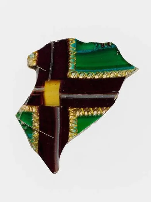 Framed Print : Glass striped mosaic fragment late 1st century B Framed Print : Glass striped mosaic fragment late 1st century B