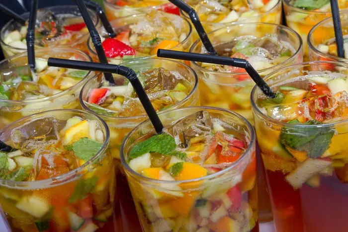 Framed Print : Glasses of Pimms with Ice and Straws at a party Framed Print : Glasses of Pimms with Ice and Straws at a party