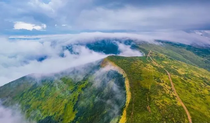 Framed Print : Gloomy summer view from flying drone above the clouds Framed Print : Gloomy summer view from flying drone above the clouds