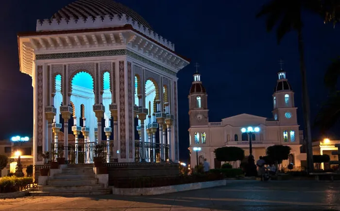 Framed Print : Glorieta de Manzanillo, Parque Carlos Manuel de Céspedes with church, night, town Manzanilo, Cuba Framed Print : Glorieta de Manzanillo, Parque Carlos Manuel de Céspedes with church, night, town Manzanilo, Cuba