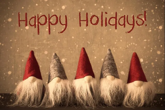 Framed Print : Gnomes, Snowflakes, Text Happy Holidays Framed Print : Gnomes, Snowflakes, Text Happy Holidays