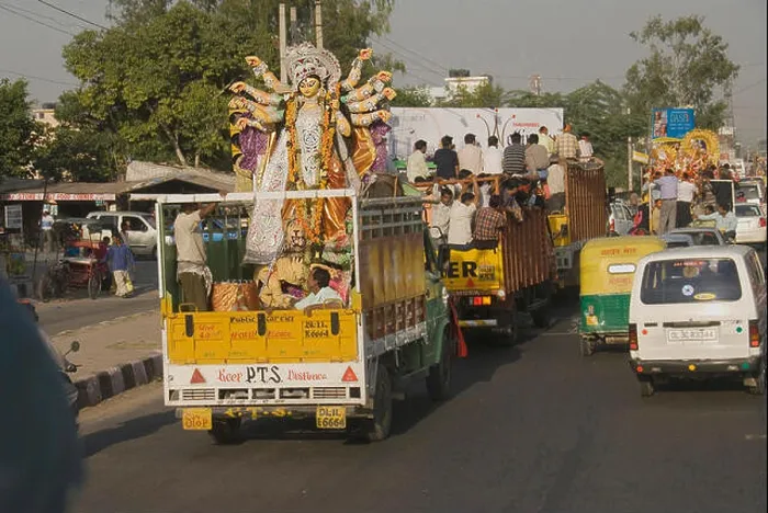 Framed Print : Goddess Durga idol in a truck Framed Print : Goddess Durga idol in a truck