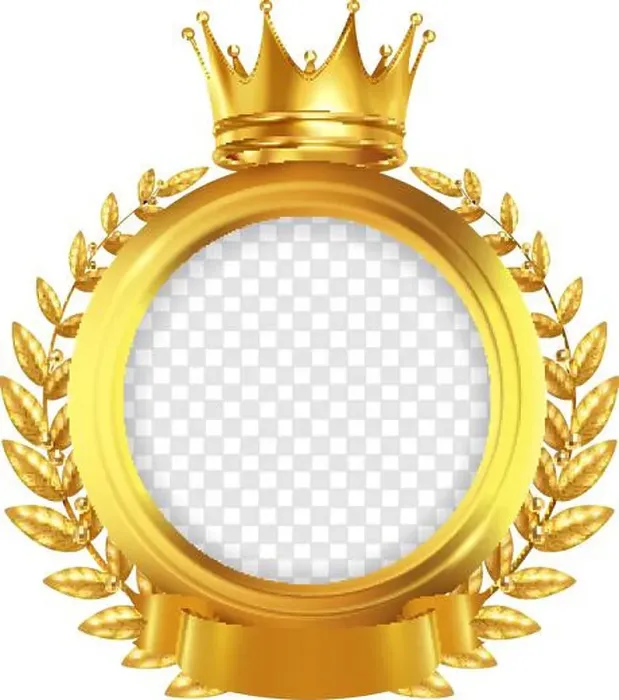 Framed Print : Gold round frame decorated by laurel wreath tape Framed Print : Gold round frame decorated by laurel wreath tape