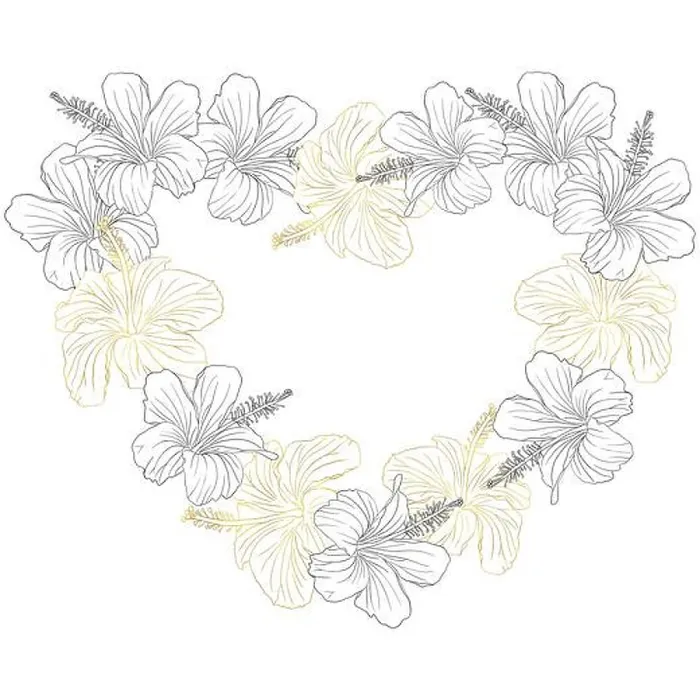 Framed Print : A golden flower heart wreath with a black and white flower wreath Framed Print : A golden flower heart wreath with a black and white flower wreath