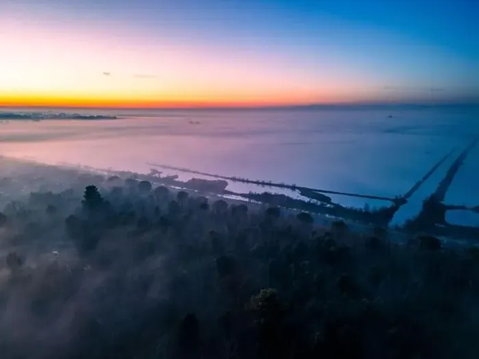 Framed Print : The golden island. Grado Island from above at sunset Framed Print : The golden island. Grado Island from above at sunset