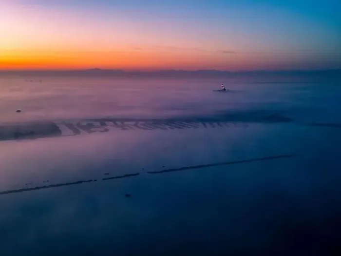 Framed Print : The golden island. Grado Island from above at sunset Framed Print : The golden island. Grado Island from above at sunset