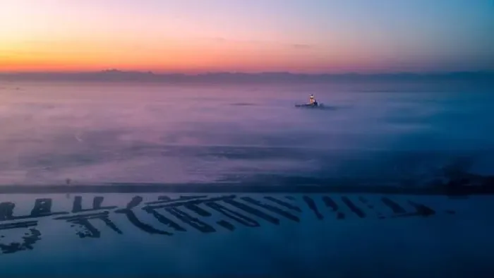 Framed Print : The golden island. Grado Island from above at sunset Framed Print : The golden island. Grado Island from above at sunset