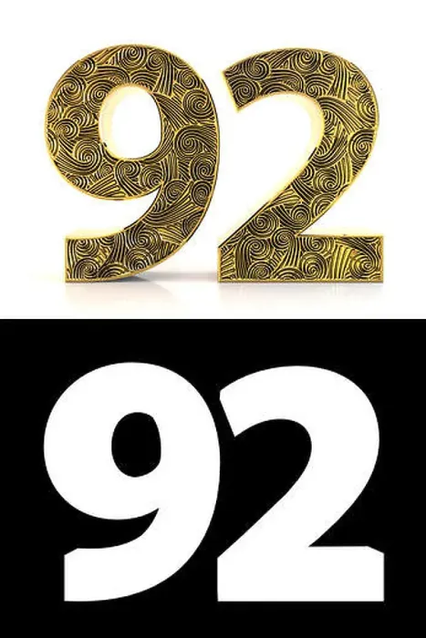 Framed Print : Golden number ninety-two (92 years) on white background with pattern style Zentangle Framed Print : Golden number ninety-two (92 years) on white background with pattern style Zentangle