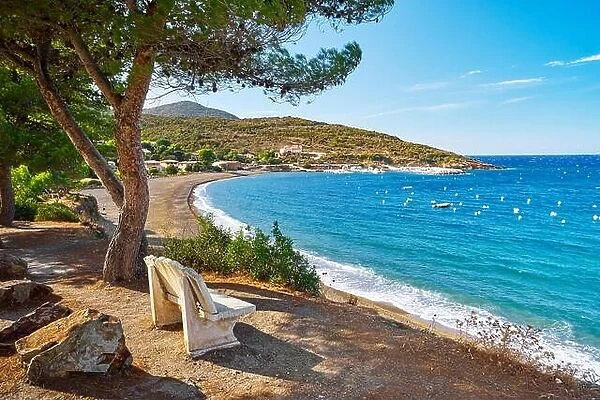 Golfe de Galeria, view to small fishing village Galeria, Corsica Island, France