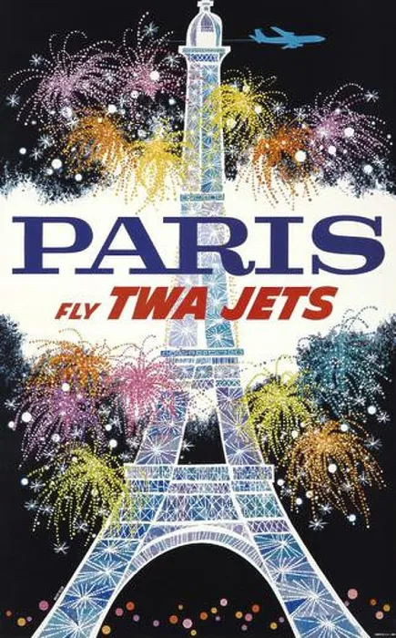 Framed Print : A gorgeous 1960 vintage travel poster for flying to Paris in France with TWA Framed Print : A gorgeous 1960 vintage travel poster for flying to Paris in France with TWA