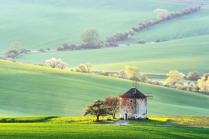 Framed Print : Gorgeous rural landscape with old windmill and green sunny spring hills. South Moravia region, Czech Republic Framed Print : Gorgeous rural landscape with old windmill and green sunny spring hills. South Moravia region, Czech Republic