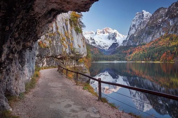 Framed Print : Gosausee, European Alps. Landscape image of Gosausee, Austria located in European Alps at autumn sunset Framed Print : Gosausee, European Alps. Landscape image of Gosausee, Austria located in European Alps at autumn sunset