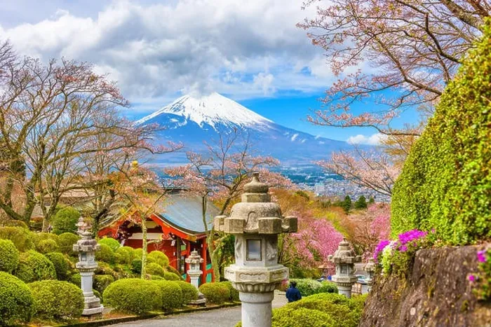 Framed Print : Gotemba City, Japan at Peace Park with Mt. Fuji in spring season Framed Print : Gotemba City, Japan at Peace Park with Mt. Fuji in spring season