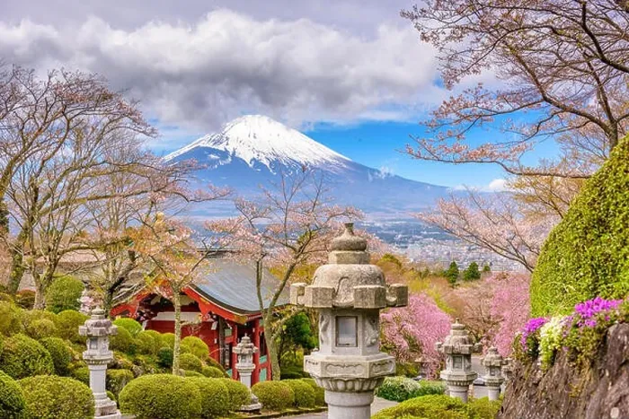 Framed Print : Gotemba City, Japan at Peace Park with Mt. Fuji in spring season Framed Print : Gotemba City, Japan at Peace Park with Mt. Fuji in spring season