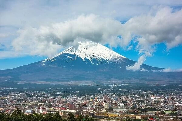 Gotemba City, Japan skyline with Mt. Fuji