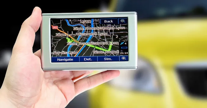 Framed Print : Gps in a man hand. Find your way ! Framed Print : Gps in a man hand. Find your way !