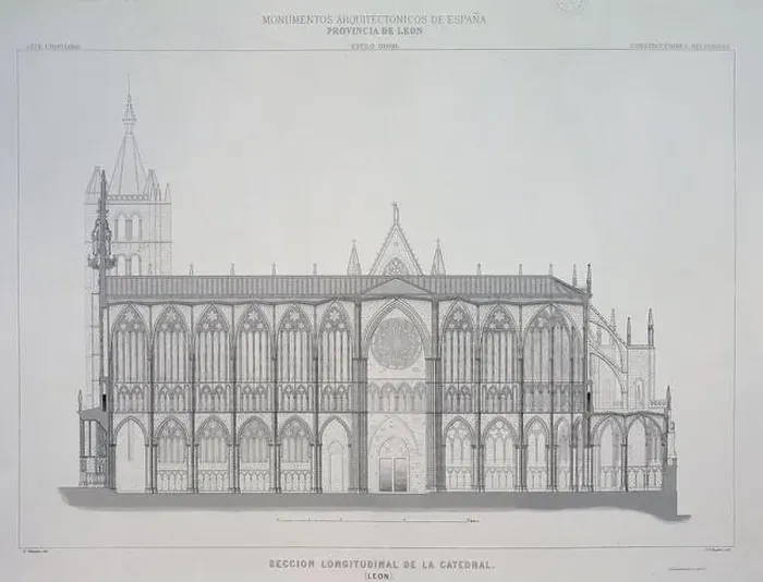 Framed Print : GRABADO DE LA CATEDRAL DE LEON - SECCION LONGITUDINAL. Location: CATEDRAL-ARCHIVO, LEON, SPAIN Framed Print : GRABADO DE LA CATEDRAL DE LEON - SECCION LONGITUDINAL. Location: CATEDRAL-ARCHIVO, LEON, SPAIN