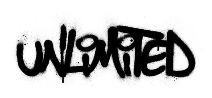 Framed Print : graffti unlimited word sprayed in black over white Framed Print : graffti unlimited word sprayed in black over white