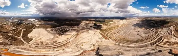Framed Print : Granite quarry aerial 360 degree panorama. Granite mining landscape from a drone Framed Print : Granite quarry aerial 360 degree panorama. Granite mining landscape from a drone