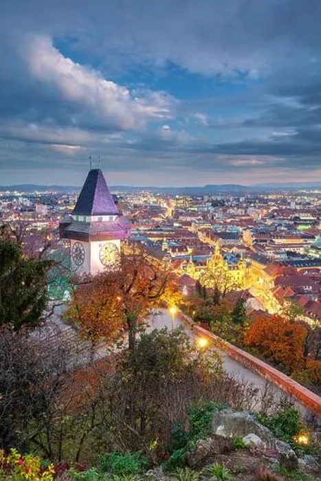 Framed Print : Graz, Austria. Cityscape image of the Graz, Austria with the Clock Tower at beautiful autumn sunset Framed Print : Graz, Austria. Cityscape image of the Graz, Austria with the Clock Tower at beautiful autumn sunset