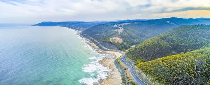 Framed Print : Great Ocean Road near Lorne - aerial panorama Framed Print : Great Ocean Road near Lorne - aerial panorama