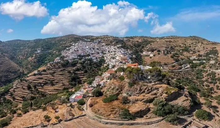Framed Print : Greece, Kea Tzia island. Ioulida or Ioulis cityscape aerial drone view Framed Print : Greece, Kea Tzia island. Ioulida or Ioulis cityscape aerial drone view