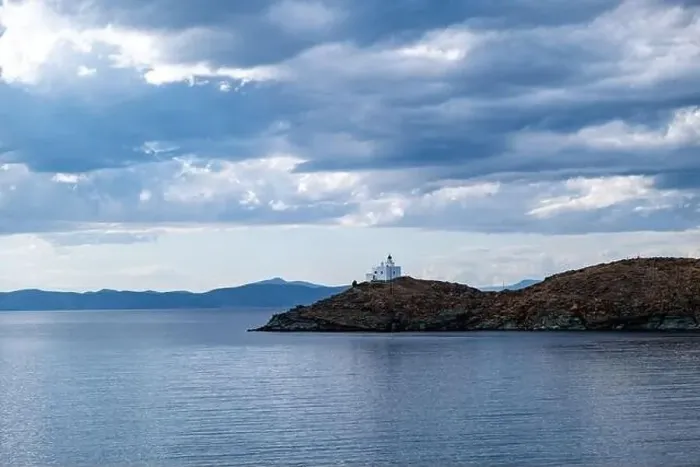 Framed Print : Greece, Kea Tzia island. White lighthouse on a rocky cape Framed Print : Greece, Kea Tzia island. White lighthouse on a rocky cape