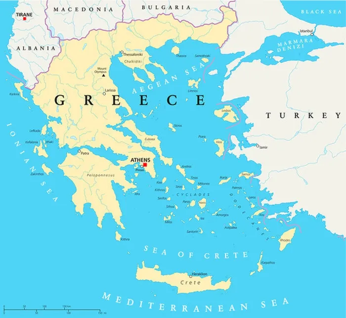 Framed Print : Greece Political Map