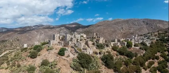 Framed Print : Greece Vathia, old abandoned village with tower houses Framed Print : Greece Vathia, old abandoned village with tower houses