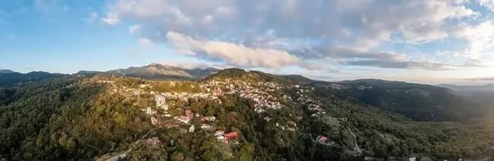 Framed Print : Greece village Kosmas on mountain Parnonas aerial panoramic view Framed Print : Greece village Kosmas on mountain Parnonas aerial panoramic view
