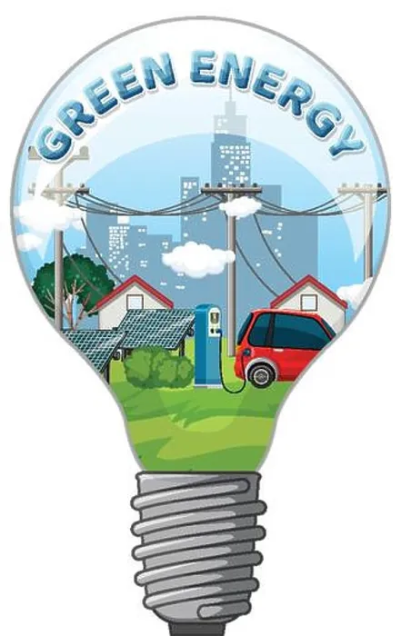 Framed Print : Green energy text with lightbulb banner template illustration Framed Print : Green energy text with lightbulb banner template illustration
