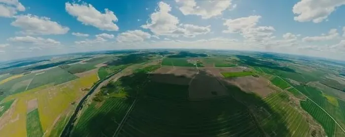 Framed Print : Green forest and green field in Lithuania, 360 VR Sphere