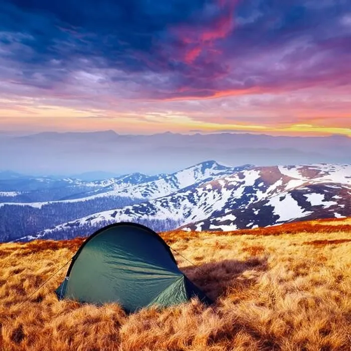 Framed Print : Green tent on amazing meadow in spring mountains in sunset time. Landscape photography, travel concept Framed Print : Green tent on amazing meadow in spring mountains in sunset time. Landscape photography, travel concept