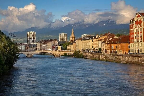 Grenoble. Cityscape image of Grenoble, France during sunset