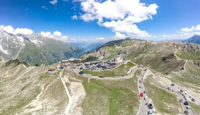 Framed Print : Grossglockner, Austria - Aug 8, 2020: Aerial panoramic view of Edelweissspitze view point in sunny summer Framed Print : Grossglockner, Austria - Aug 8, 2020: Aerial panoramic view of Edelweissspitze view point in sunny summer