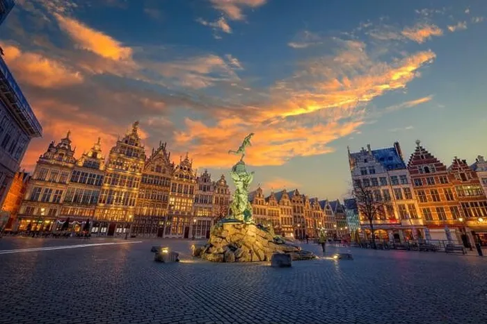 Framed Print : Grote Markt of Antwerp, Belgium at twilight Framed Print : Grote Markt of Antwerp, Belgium at twilight