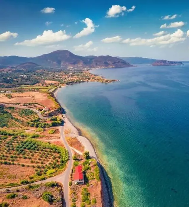 Framed Print : Gtuninng summer view of Xifias village vith Monemvasia mountain on background Framed Print : Gtuninng summer view of Xifias village vith Monemvasia mountain on background