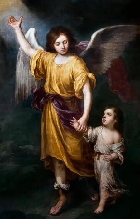 Framed Print : Guardian Angel (El Ángel de la Guarda) by Bartolomé-Esteban Murillo (1617-1682), oil on canvas, c.1665-68 Framed Print : Guardian Angel (El Ángel de la Guarda) by Bartolomé-Esteban Murillo (1617-1682), oil on canvas, c.1665-68