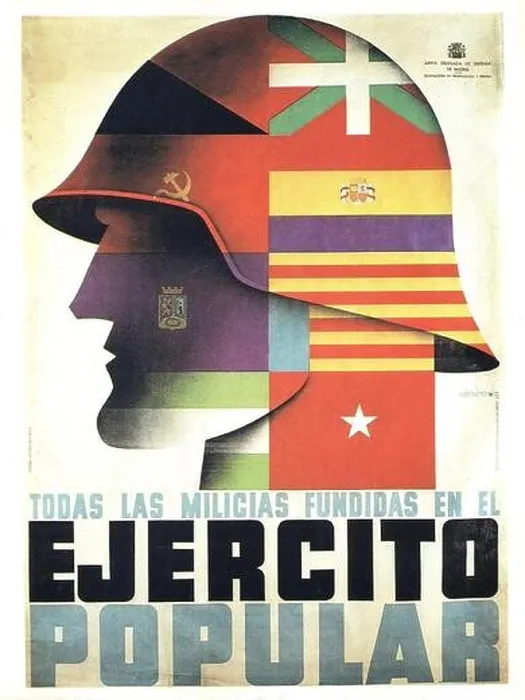 Framed Print : Guerra Civil Española. Cartel republicano: Todas las milicias fundidas en el Ejército Popular'. Ilustrador Emeterio Melendreras Framed Print : Guerra Civil Española. Cartel republicano: Todas las milicias fundidas en el Ejército Popular'. Ilustrador Emeterio Melendreras