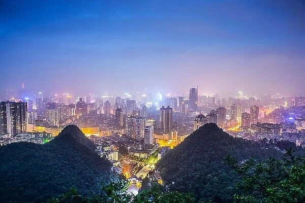 Guiyang, China cityscape at night